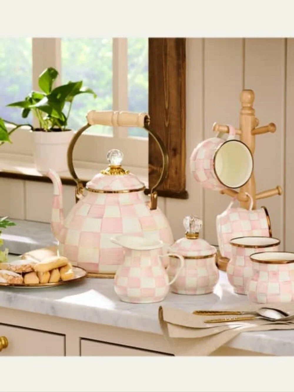 Mackenzie-Childs Rosy Check Enamel Creamer